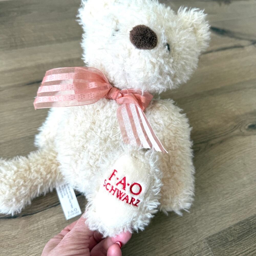 FAO Schwarz 14" Teddy Bear Plush Stuffed Animal Cream Soft Toy Collectible